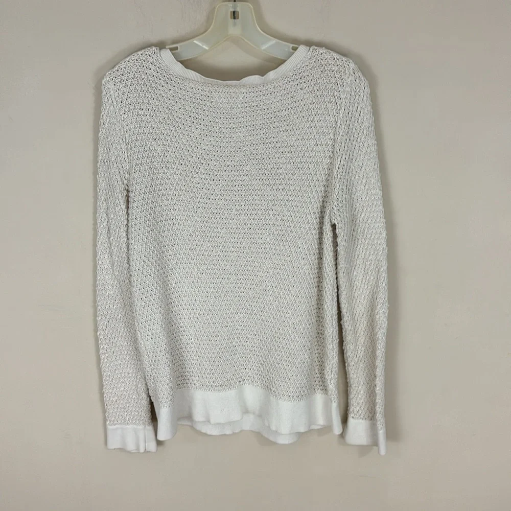 Lou & Grey Cream Cotton Blend Knit Sweater Size Large